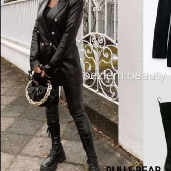 Zara Faux Leather Double Breasted Blazer - Picture 14 of 16
